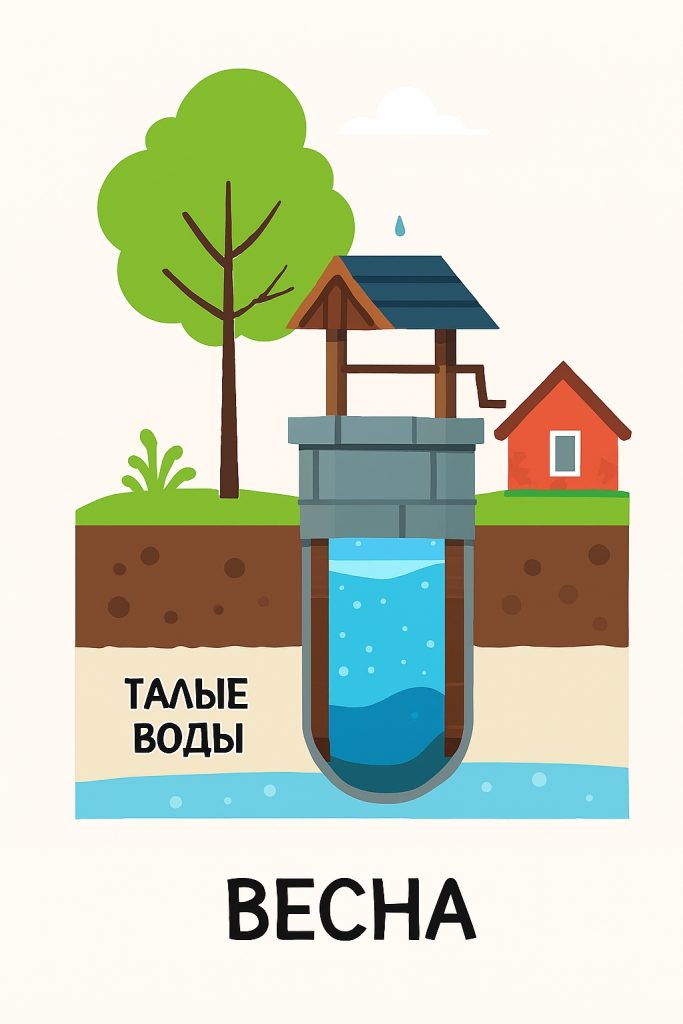 Уровень воды в колодце весной